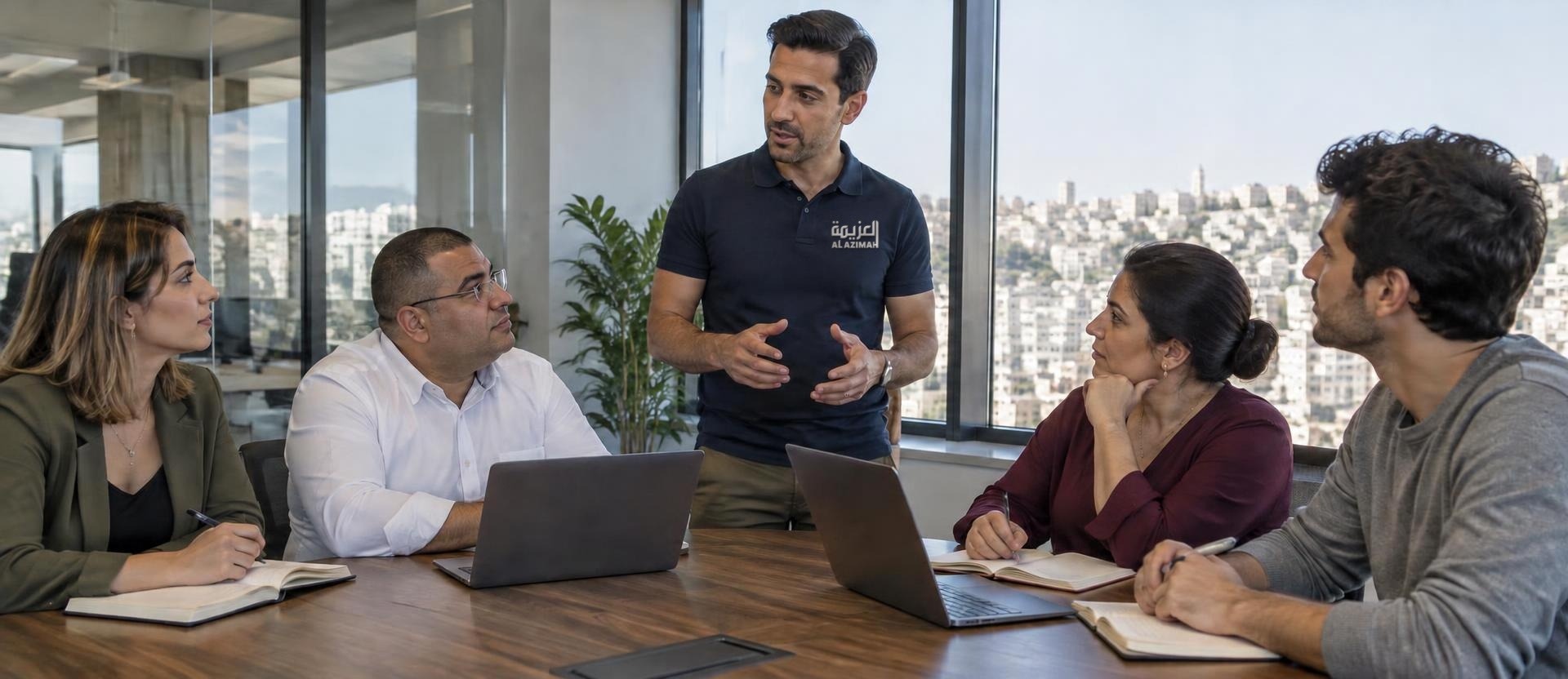 Al Azimah team meeting at the Jordan office
